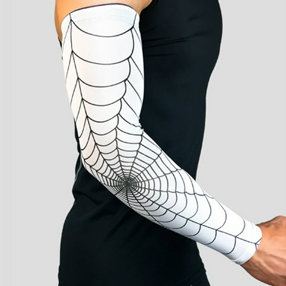 D GROEE 1Pair UV Sun Spider Web Pattern Arm Sleeves for Men & Women Sports Compression Breathable Sleeve