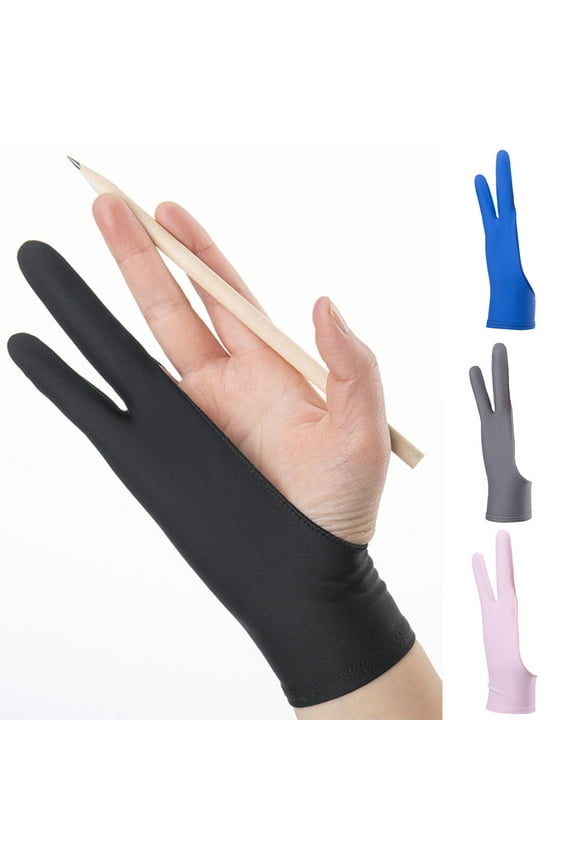 1Pc Artists Gloves - Palm Rejection Gloves with Two Fingers for Paper Sketching, iPad, Graphics Drawing Tablet, Suitable for Left and Right Hand