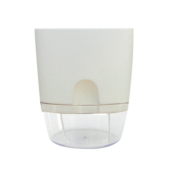 D-GROEE 2 Tier Round Resin Self Watering Planter Pots for Indoor Plants with Wick Rope-White All House Plants Succulents Herb