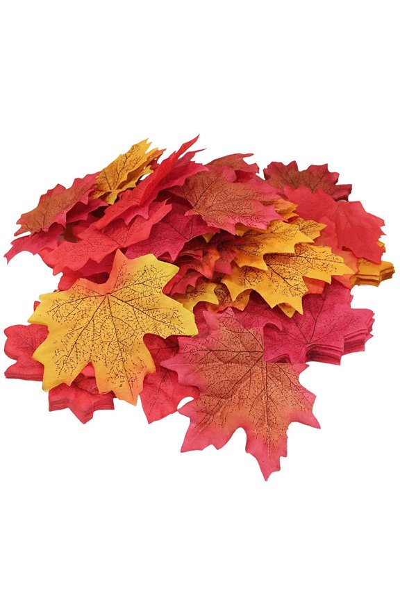 200Pcs 8cm Assorted Color Artificial Maple Leaves Fall Leaves for Weddings, Thanksgiving Day, Parties, Props, Crafts