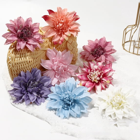 D-GROEE 20Pcs/Set Fake Flower Heads for Crafts DIY Artificial Silk Chrysanthemum Heads Decorative Fake Flowers Home Birthday Decoration Vases Decor Supplies