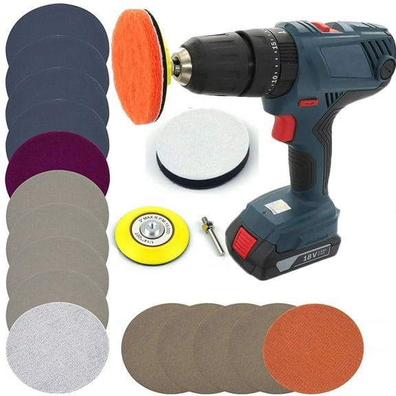 D-GROEE 21Pcs/Set Headlight Restoration kit for Electric Drill Based Car Lights DIY Polishing kit with Back Up Sanding Pad, Sanding Disc, Drill Adapter, Sponge Buffer Pad