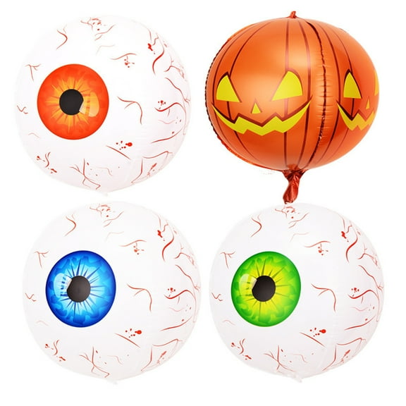 D-GROEE 22Inch Halloween Pumpkin Eyeballs Scary Aluminum Film Hollow Eyeball Halloween Horror Props for Party,4PACK