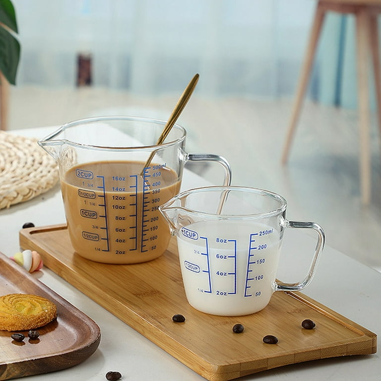 D-GROEE 250ml/500ml Glass Measuring Cup, High Borosilicate Glass Graduated  Beaker Mug with Handle for Milk, Wine, Hot or Cold Liquid, Microwave, Oven  Safe 