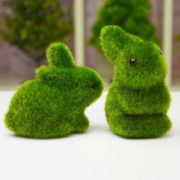D-GROEE 2PCS Easter Bunny Decorations Spring Home Decor Plastic Bunny Figurines Desktop Ornament