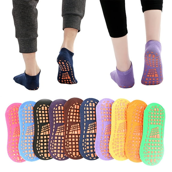 D-GROEE 2Pairs Non Slip Yoga Socks with Grips Anti-Skid Socks Sticky Grippers Socks for Trampoline Pilates Ballet Barre Yoga