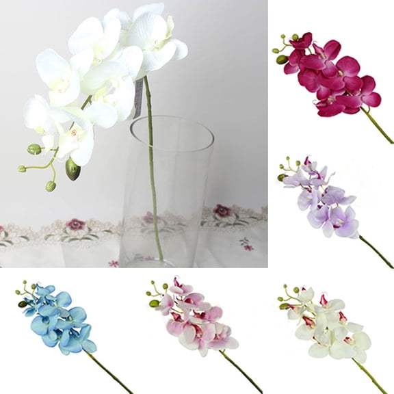 D-GROEE 2Pcs Artificial Phalaenopsis Flowers Branches Real Touch Orchids Flowers for Home Office Wedding Decoration
