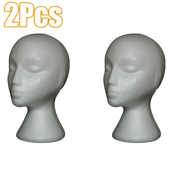 D-GROEE 2Pcs Foam Wig Head - Female Foam Mannequin Wig Stand and Holder for Model, Glasses and Display Hair, Hats and Hairpieces - for Home and Salon