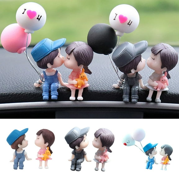 D-GROEE 2Pcs/Set Balloon Couple Statue Resin Sculpture Figurine - Ornament Gifts for Wedding Anniversary, Couples, Husband Wife and Car