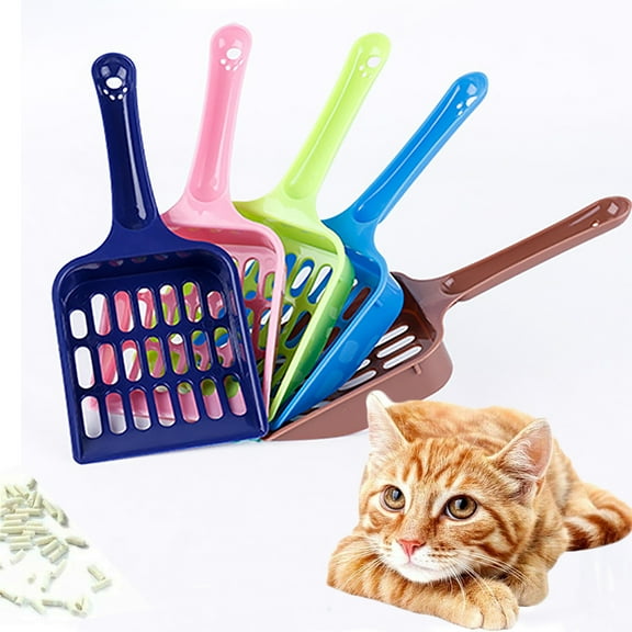 D-GROEE 3/5Pcs Small Plastic Solid Color Litter Scoop for Cats, Durable Deep Shovel and Long Handle for Sifting Kitty Litter