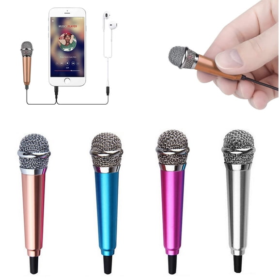 D GROEE 3 5mm Mini Microphone Portable Microphone Instrument Microphone for Karaoke Mic with Stand for iPhone Android