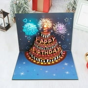 D-GROEE 3D Pop-up Birthday Card Three-dimensional Musical Birthday Card with Blowable Cake Lights Surprise Gift Greeting Card