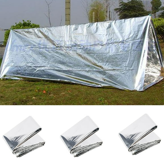 D-GROEE 3PACK Disposable Emergency Insulating Mylar Waterproof Thermal Blankets, Designed for Outdoors, Survival, First Aid, Silver