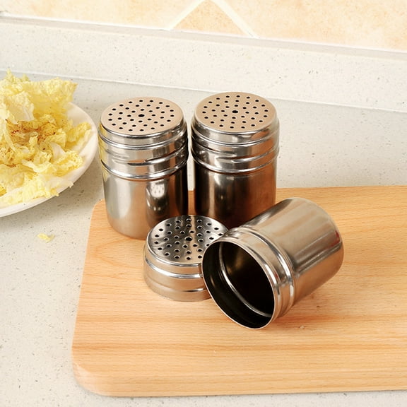D-GROEE 3PACK Stainless Steel Seasoning Shaker Bottles, Spice Shaker Powder Sugar Shaker Popcorn Salt Shaker