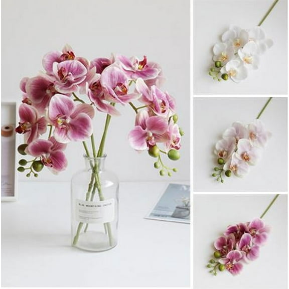 D-GROEE 3PCS Artificial Orchid Silk Orchids Plant Phalaenopsis Flowers 5 Heads Faux Flower Decorar Arrangements in Pot Table Centerpieces for Home Decoration Indoor