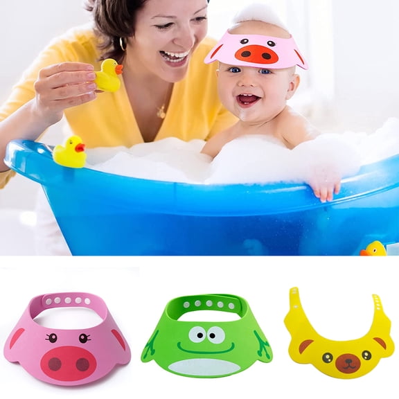 D-GROEE 3Pack Adjustable Baby Shower Cap Adjustable Baby Bath Visor Infant Bathing Protection Cap Safe Shampoo Shower Hat with Ear Protection Baby Hair Washing Aids for Baby Toddler Children Kids