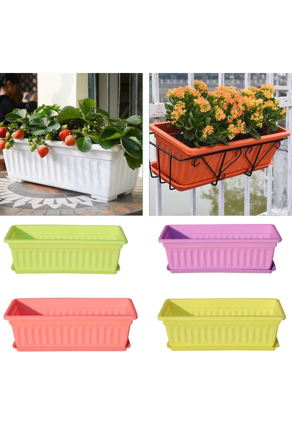 3Pcs Resin Rectangular Window Trough Box Long Planter Vegetable Flower Garden Pot