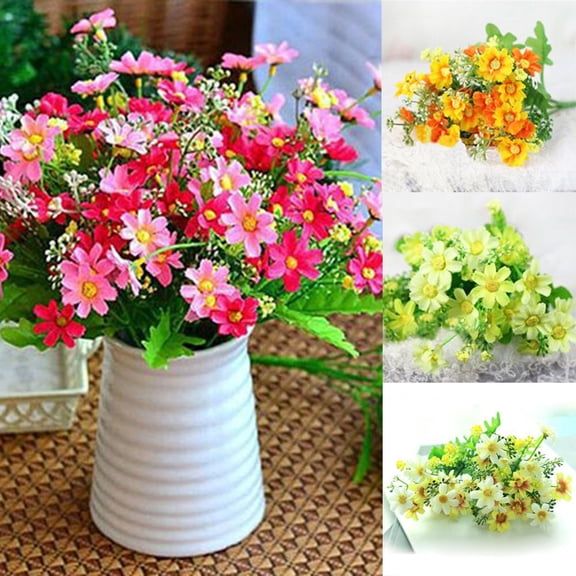 D GROEE 4 Bouquet Artificial Flowers Outdoor Fake Flowers Silk Cloth Faux Shrubs Plants for Thanksgiving Christmas Wedding Home Party Porch Garden Wedding Decor