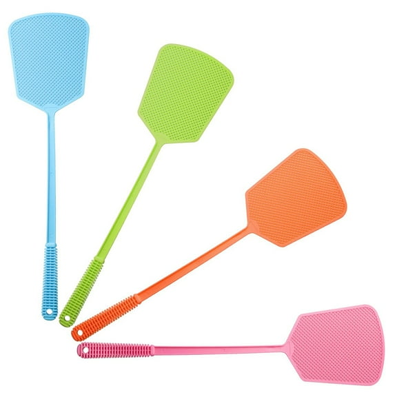 D-GROEE 4PACK Plastic Fly Swatters Heavy Duty, Long Handle Fly Swat Shatter, Bug Swatter That Work for Indoor and Outdoor
