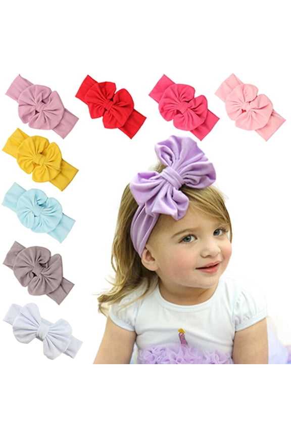 4PCS Stretchy Soft Knot Baby Girl Headbands with Big Bows Head Wrap For Newborn Baby Girls Infant Toddlers Kids