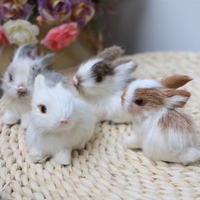 D-GROEE 4Pack Lovely Simulation Mini Rabbit Plush Sleeping Stuffed Toy Kids Gift Decor