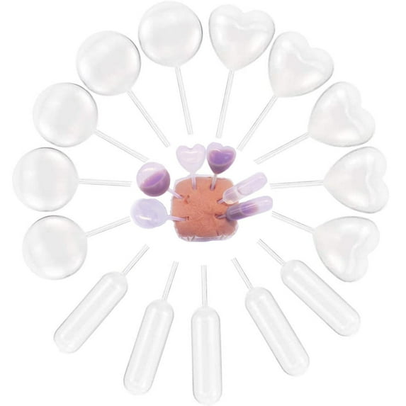 D-GROEE 50Pcs 4ml Disposable Plastic Squeeze Transfer Pipettes-Heart,Round and Rectangular,3 Shapes Optional for Cupcakes, Chocolate,Strawberries