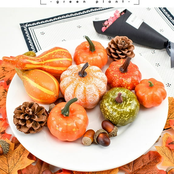 D-GROEE 50Pcs/Set Fall Thanksgiving Artificial Pumpkins Home Fall Decorations Artificial Pine Cone for Fall Thanksgiving Halloween Table Decor