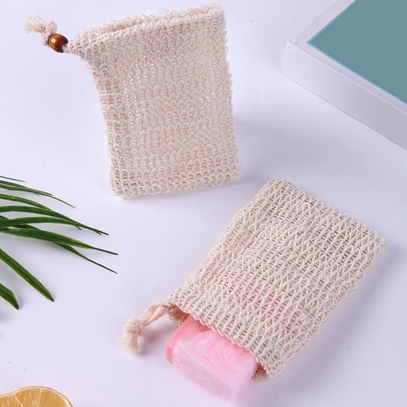 D-GROEE 5PCS Soap Saver Bag Cotton Linen Exfoliating Soap Pouch for Foaming and Drying The Soap Bars Shower Soap Bag