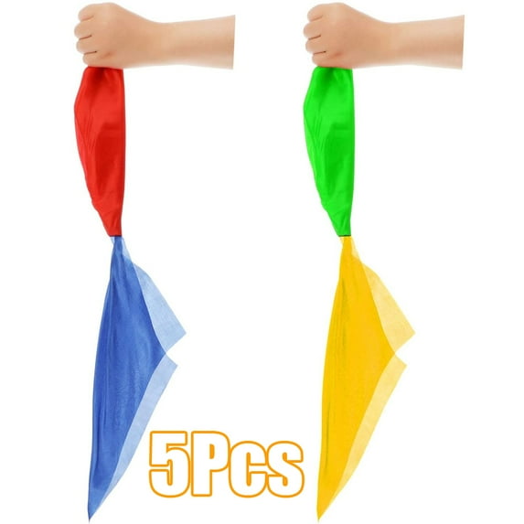 D-GROEE 5Pack Scarves Color Changing Silk Hanky Props Scarf for Trick Streets Magician Supplies Toys