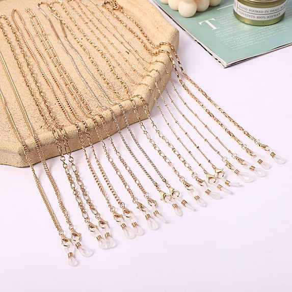 D-GROEE 5Pcs Gold Plated Eyeglass Chains Sunglass Retainer Strap Eyewear Retainer Eyeglass Strap Holder for Women