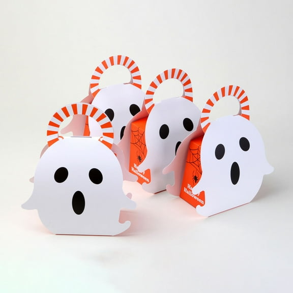 D-GROEE 5Pcs Halloween Favor Ghost Pumpkin Boxes Candy Boxes Halloween Treat Boxes For Halloween Party Decorations Kids Birthday Party Supplies