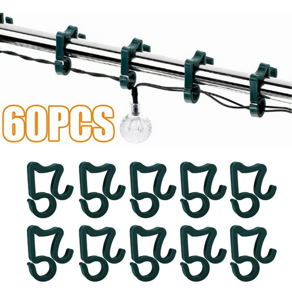 D-GROEE 60Pcs Holiday Light Clips Christmas Light Clips Outdoor Hang Gutter Hooks for Christmas Decoration String Lights Weatherproof Outdoor Lights Clip for Halloween Xmas