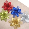 thumbnail image 1 of D-GROEE 6PCS Christmas Artificial Glitter Flower Christmas Tree Ornaments with Stem Xmas Poinsettia Flowers Decoration for Holiday Wedding Party Wreaths Garland, 1 of 8