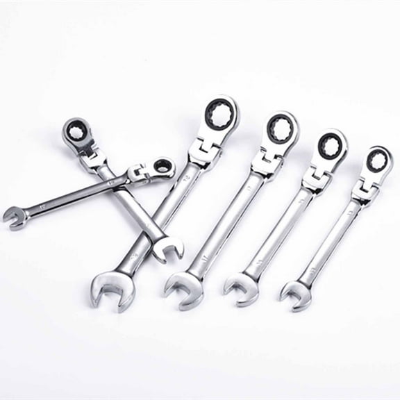 D-GROEE 8-19mm Flexible Adjustable Head Gear Ring Ratchet Action Wrench Spanner Set 8-19Mm 72 Tooth for Vehicle Maintenance