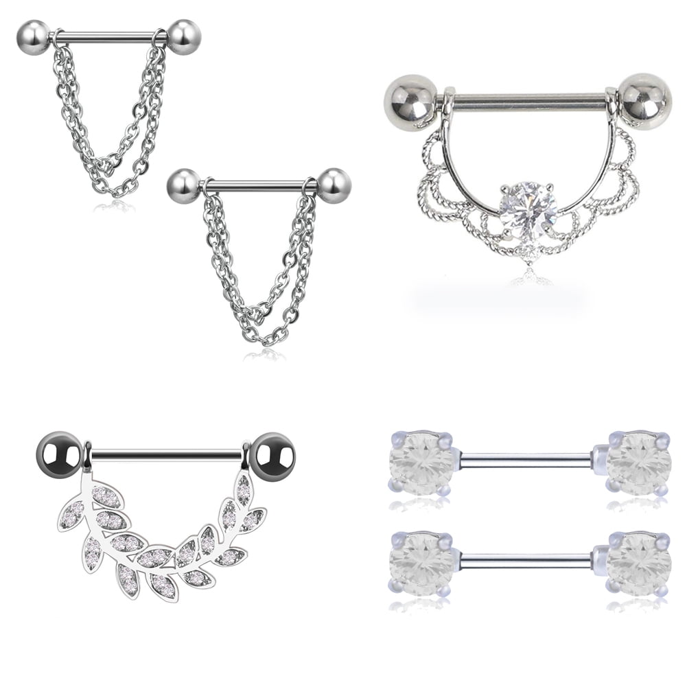 Amazon.com: COCHARM 2pcs 14G Snake Nipple Rings for Women Stainless Steel  Heart Nipple Ring 14mm Silver Cute Nipple Piercing Jewelry : Clothing,  Shoes & Jewelry