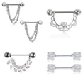 thumbnail image 1 of D-GROEE 8 Pairs Stainless Steel Nipple Rings Body Jewelry Piercing Shiny Tongue Nose Ring Barbell Heart Leaves Rhinestone for Women Girls, 1 of 7