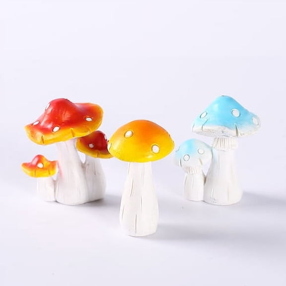D-GROEE 9PCS Mini Mushroom Miniatures Artificial Garden Fairy Bonsai Plant Pot Resin Craft Decoration for Home DIY Micro Landscape Decor