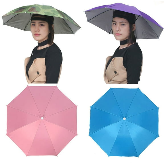 D-GROEE Adult Fishing Umbrella Hat Folding Sun Rain Cap Adjustable Multifunction Outdoor Headwear