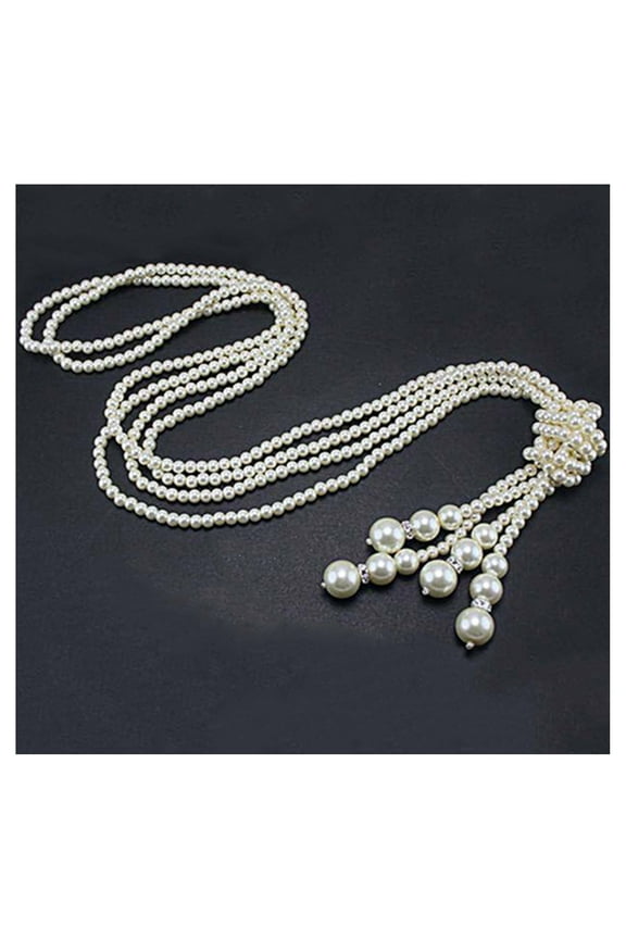Art Decor Fashion Pearls Necklace Flapper Beads Cluster Long Pearl Tassel Necklace for Sweater