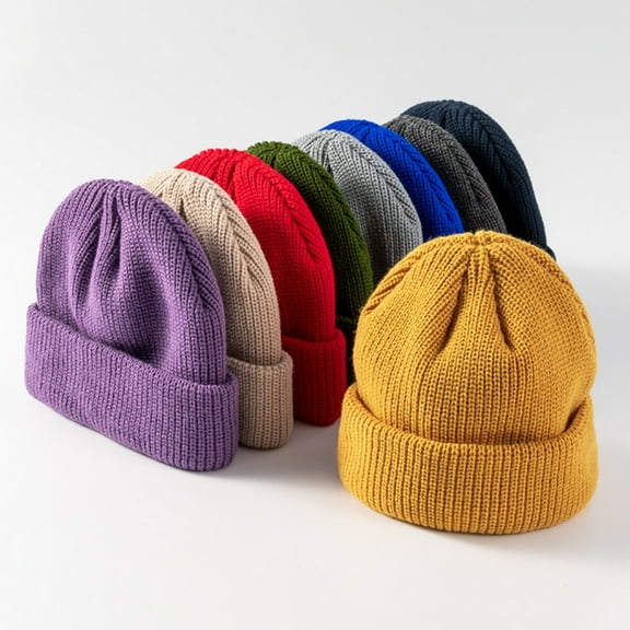 D-GROEE Beanie Hats for Men Fall Winter Thickened Knitted Slouchy Flanging Beanies for Women Teen