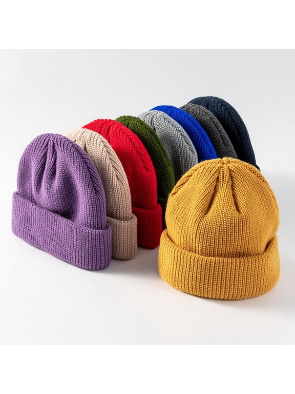 Beanie Hats for Men Fall Winter Thickened Knitted Slouchy Flanging Beanies for Women Teen