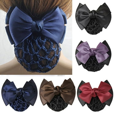 D-GROEE Big Bowknot Net Barrette Hair Clip Bun Cover Hairnet Hairnet Bow Decor for Woman