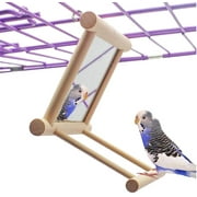 D-GROEE Bird Toy for Parrot Parakeets Cage Swing Wooden Mirror Fun Play Toy for Birds