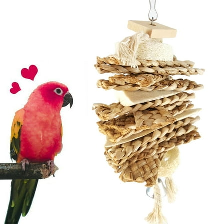 D GROEE Bird Toys Foraging Shredding Loofah Cuttlebone Grass Natural Chew Parrot Cockatoo Cockatiel