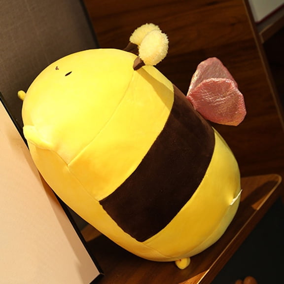 D-GROEE Birthday Gift Pillow Bee Plush Pillow Soft Safe Stuffed Animal Toy for Home Decor Nap Time Non-deformable Stretch Fabric Pillow