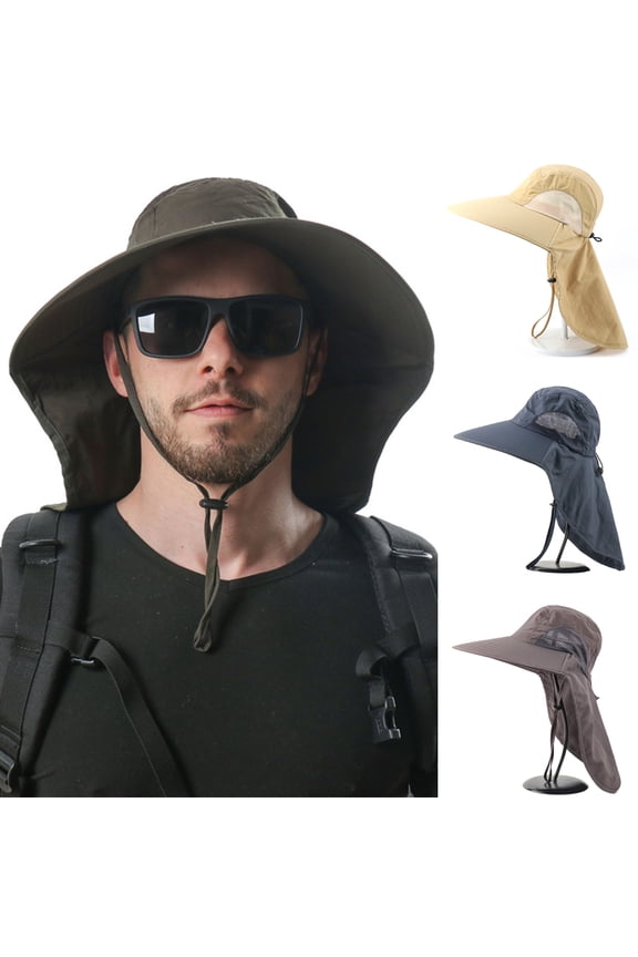 D GROEE Breathable Wide Brim Boonie Hat Outdoor Sun Polyester Safari Cap with Fasten Strap for Travel Fishing