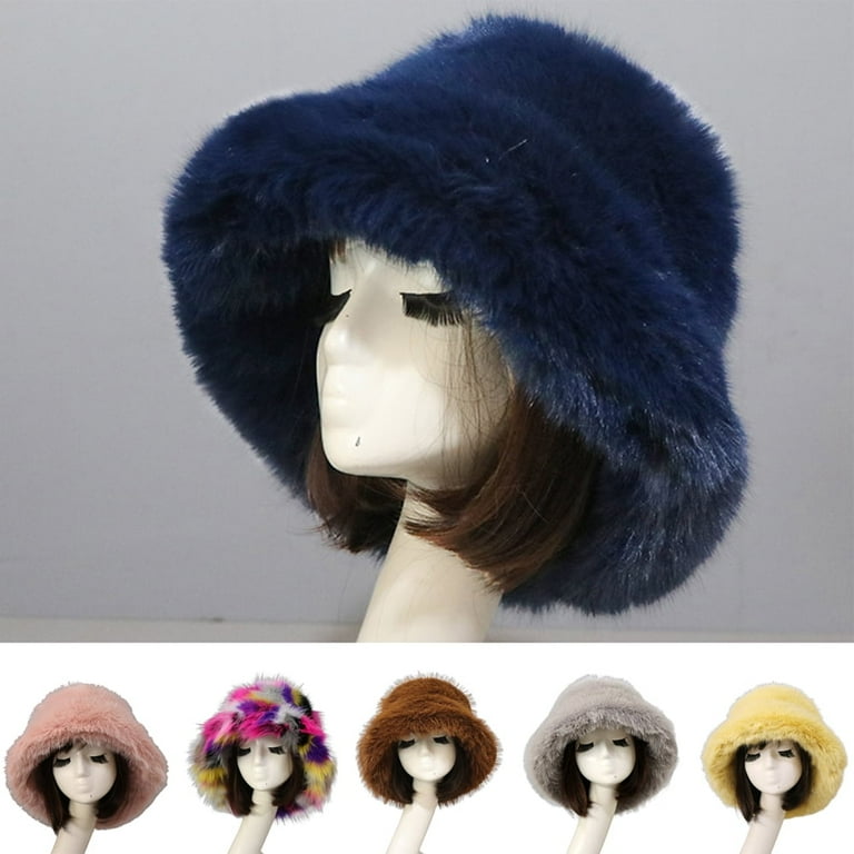 D-GROEE Bucket Hat Women's Oversized Fluffy Wide Brim Hat Girls