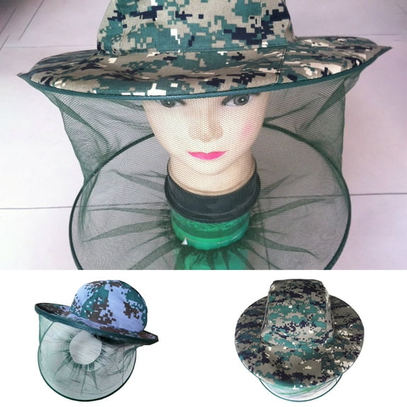 D GROEE Camouflage Beekeeper Beekeeping Cap Hat with Head Net Mesh Face Outdoor Fishing Equipment Beekeeping Supplies