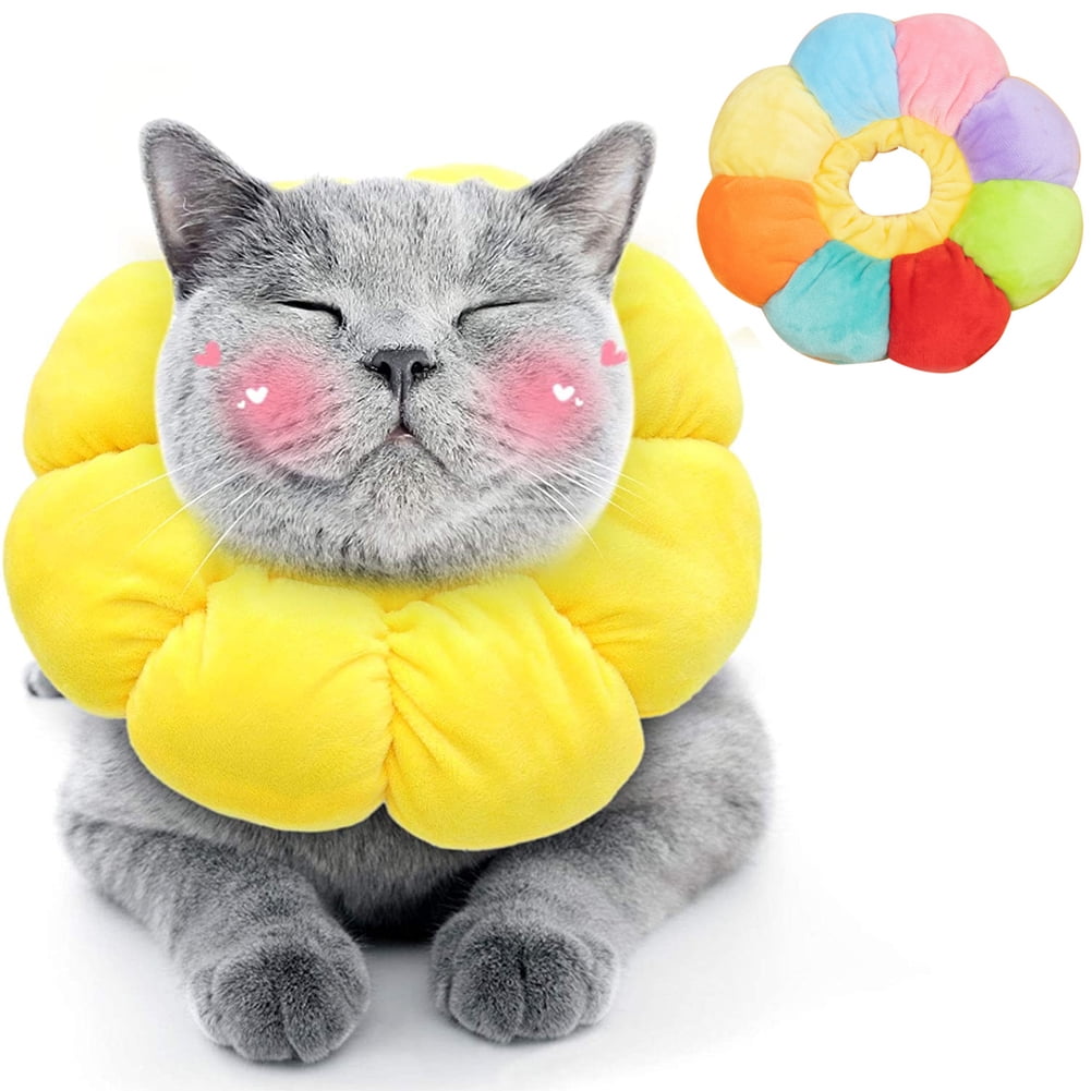 DGROEE Cat Recovery Collar Cute Sunflower Shape Neck Cat Cones After
