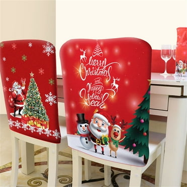 Spencer Set of 4 Christmas Santa Claus Gray Hat Chair Back Covers